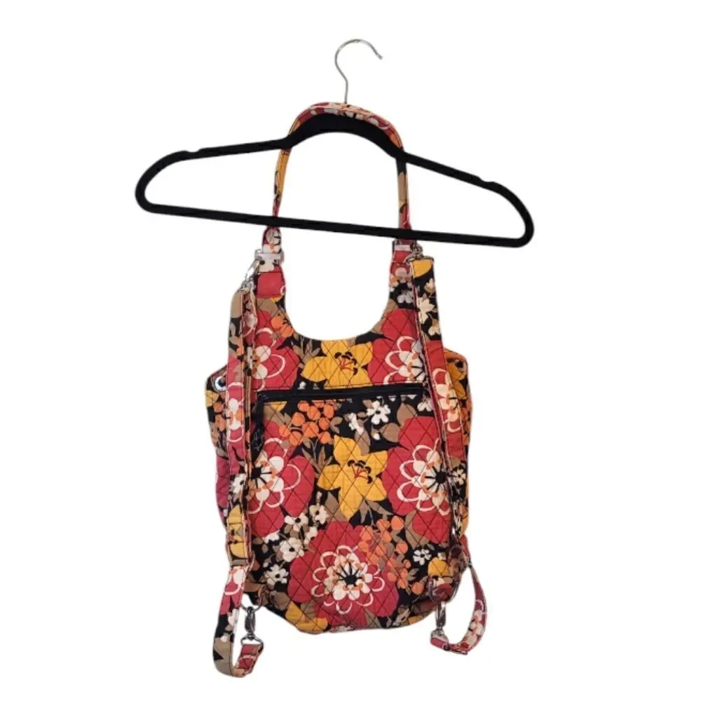 Vintage Vera Bradley Bittersweet Orange Floral Print Backpack